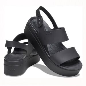 CROCS Women's Brooklyn Black Platform Wedge Sandals Size 9